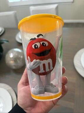 M&M'S Red Character Clear Plastic Tumbler with Yellow Lid